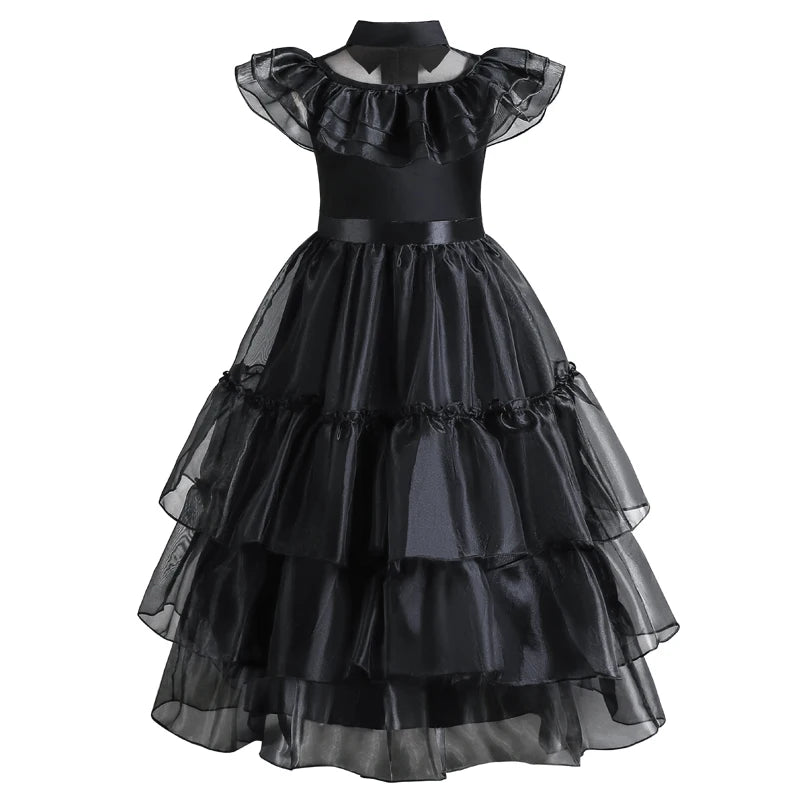 Wednesday Cosplay Costume for Girls Easter Carnival Party Dress Up Halloween Costumes for Kids Black Wednesday Dress 4-12 Years
