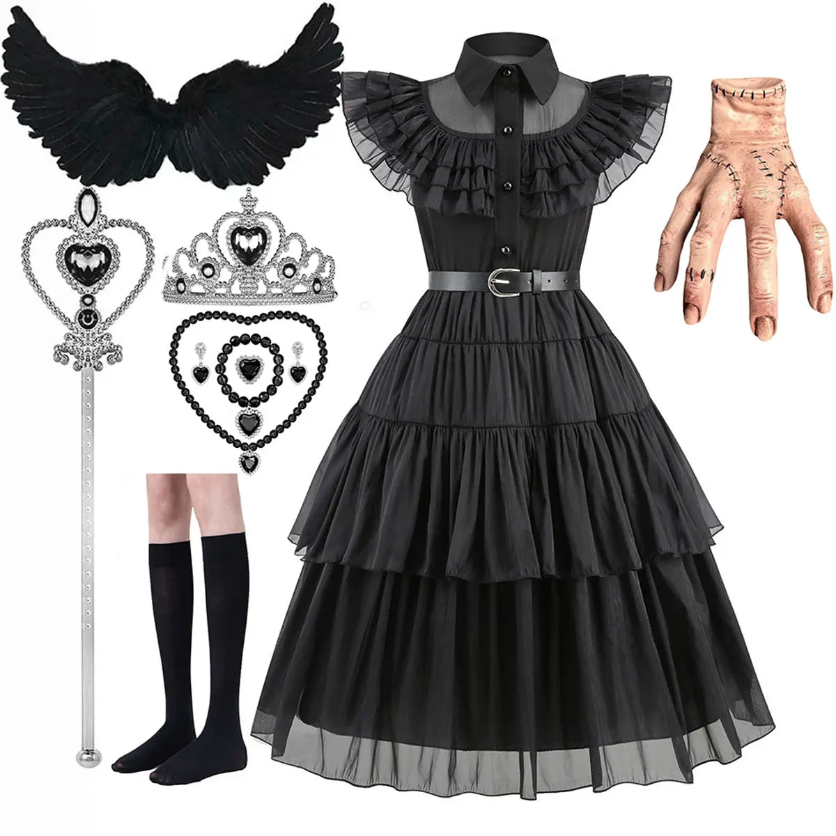 2025 Wednesday Hot Black Short Costume New Vestidos For Kids Cosplay Carnival Easter Halloween Party Costumes for 3-10 Years