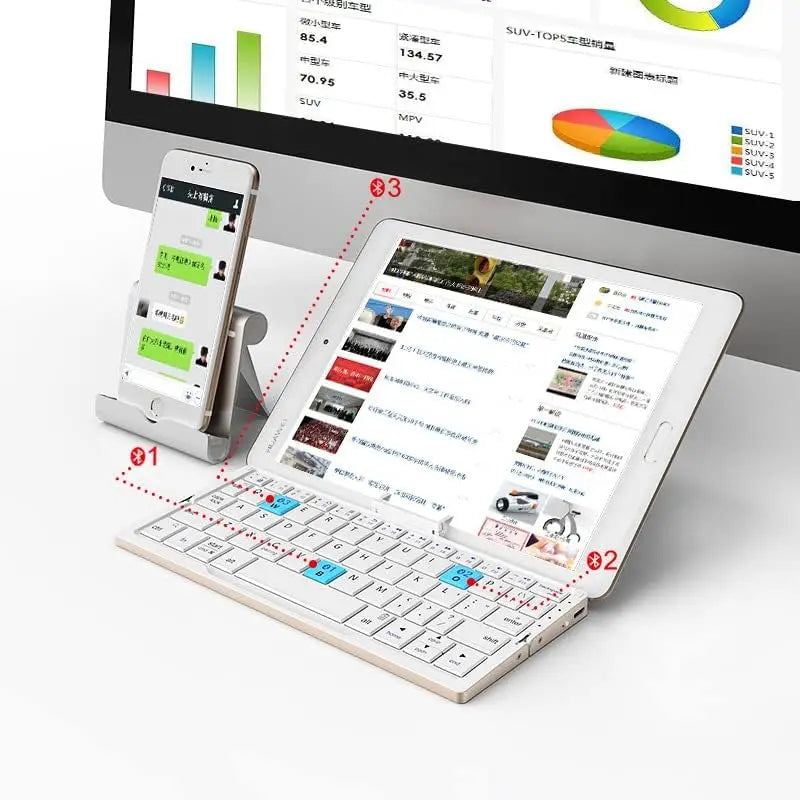 Jomaa Portable Folding Bluetooth Keyboard – Rechargeable, Mini, for Laptop/iPad/Phone