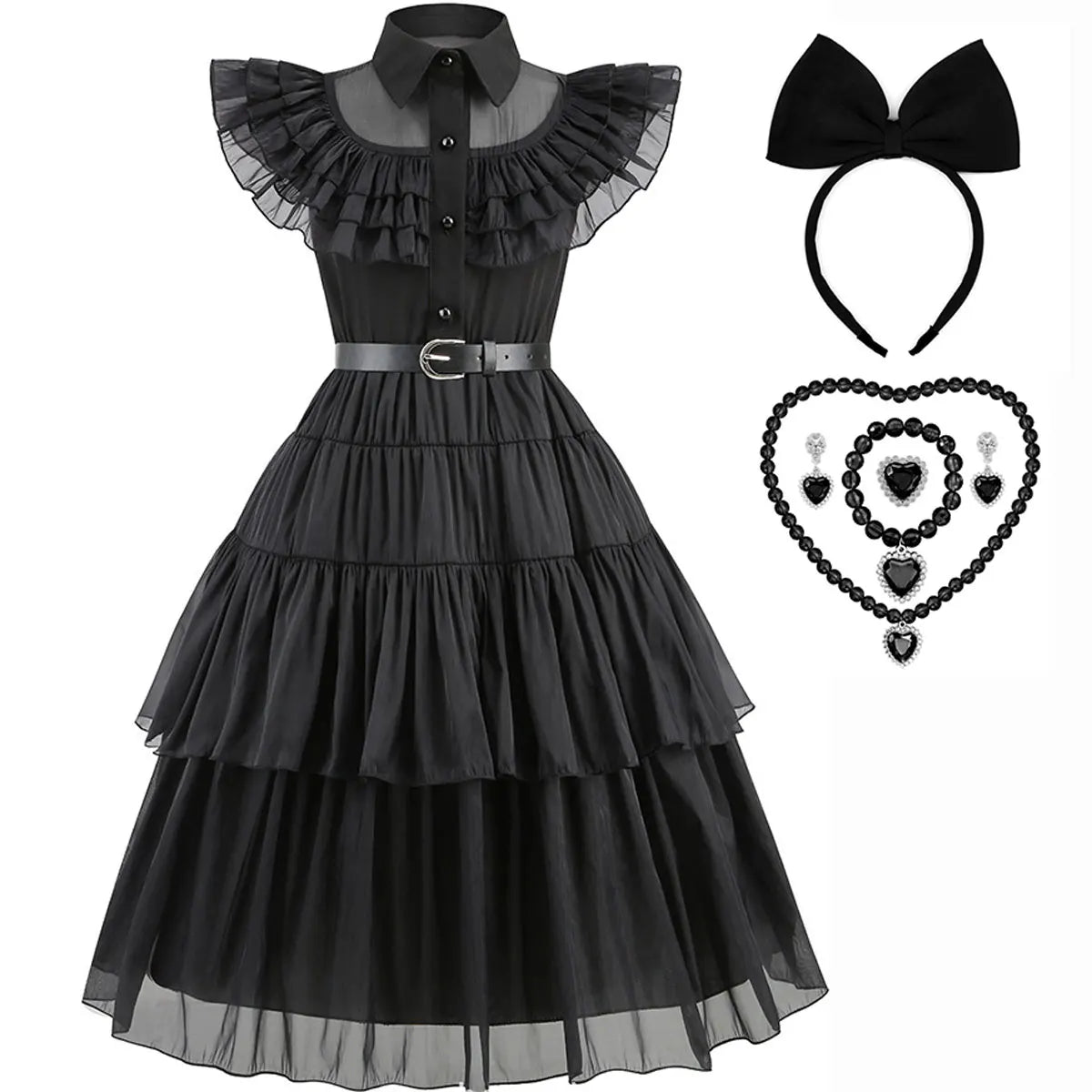 2025 Wednesday Hot Black Short Costume New Vestidos For Kids Cosplay Carnival Easter Halloween Party Costumes for 3-10 Years