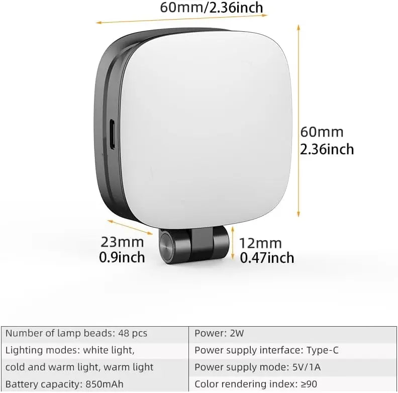 Mini Magnetic Selfie Light – 3 Modes, Adjustable Brightness