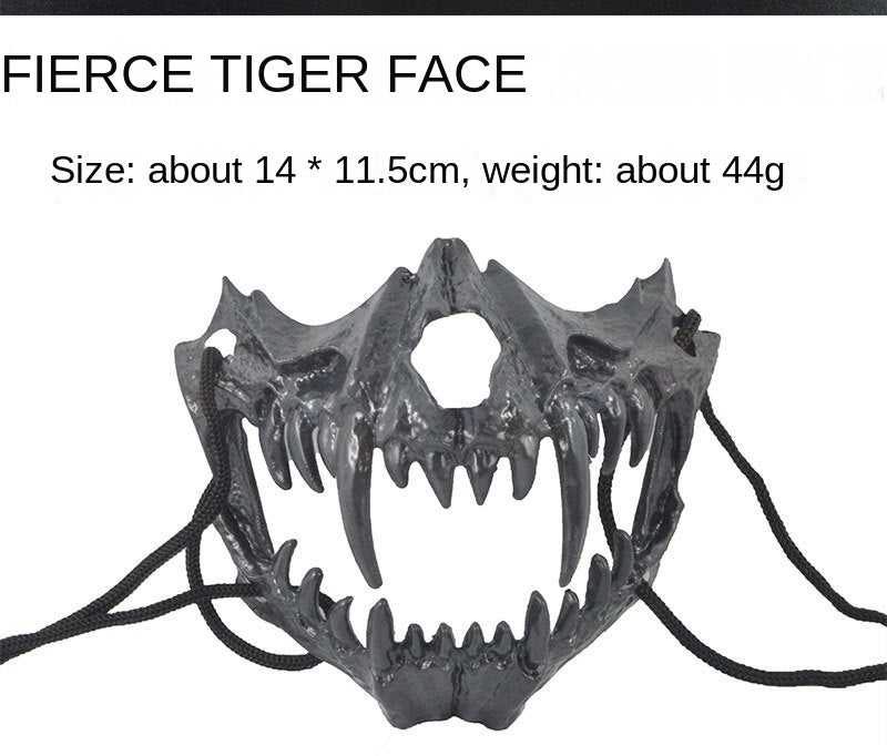 Halloween Mask Half-face Mask Cos Dragon God Fierce Tiger Night Fork Tengu Man Wolf Mask Performance Skull Masks