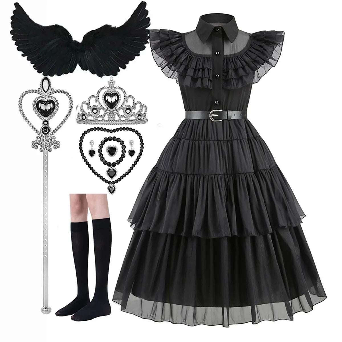 2025 Wednesday Hot Black Short Costume New Vestidos For Kids Cosplay Carnival Easter Halloween Party Costumes for 3-10 Years