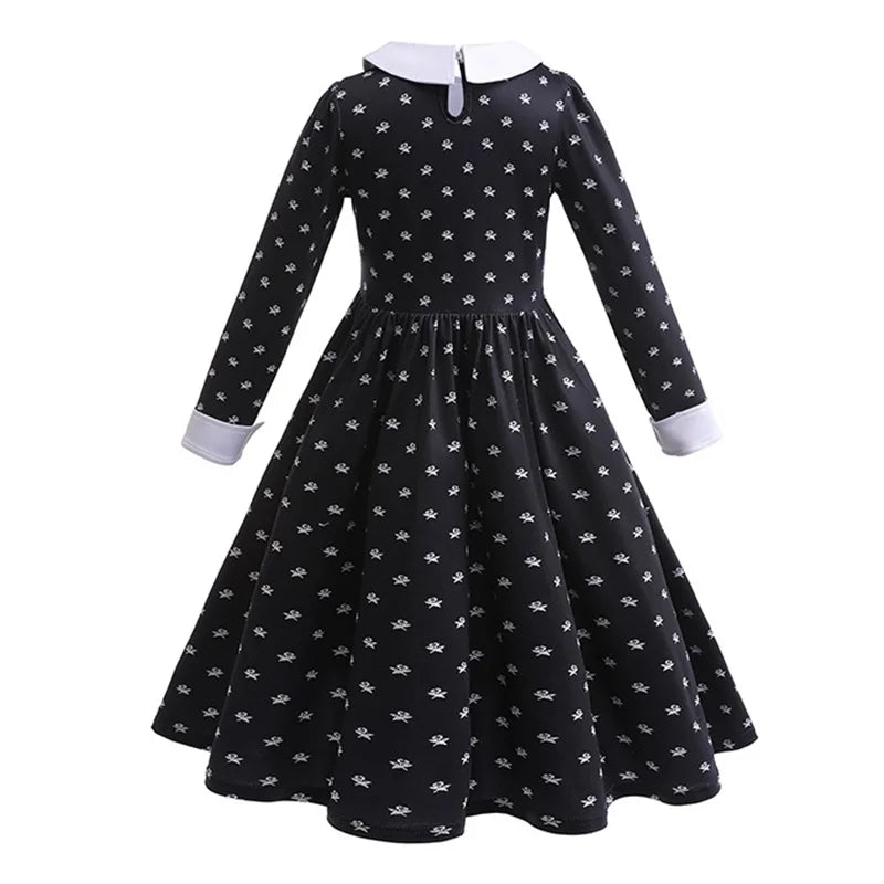 Wednesday Cosplay Costume for Girls Easter Carnival Party Dress Up Halloween Costumes for Kids Black Wednesday Dress 4-12 Years