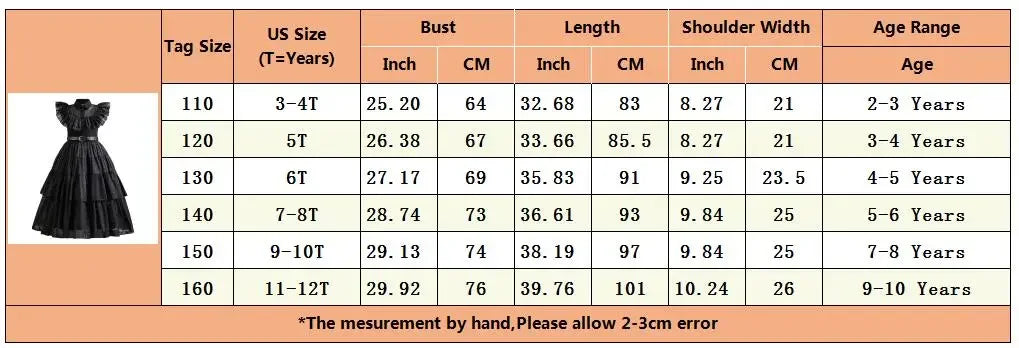 2025 Wednesday Hot Black Short Costume New Vestidos For Kids Cosplay Carnival Easter Halloween Party Costumes for 3-10 Years