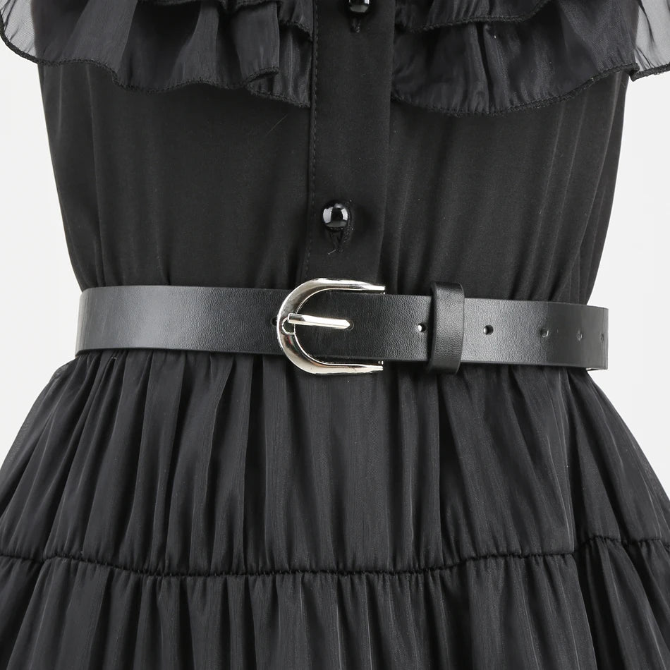 Adams Cosplay Black Dress Cosplay Costume Outfits Kids Halloween Carnival Dancing Party Suit for Girls
