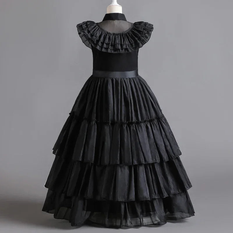 Wednesday Cosplay Costume for Girls Easter Carnival Party Dress Up Halloween Costumes for Kids Black Wednesday Dress 4-12 Years