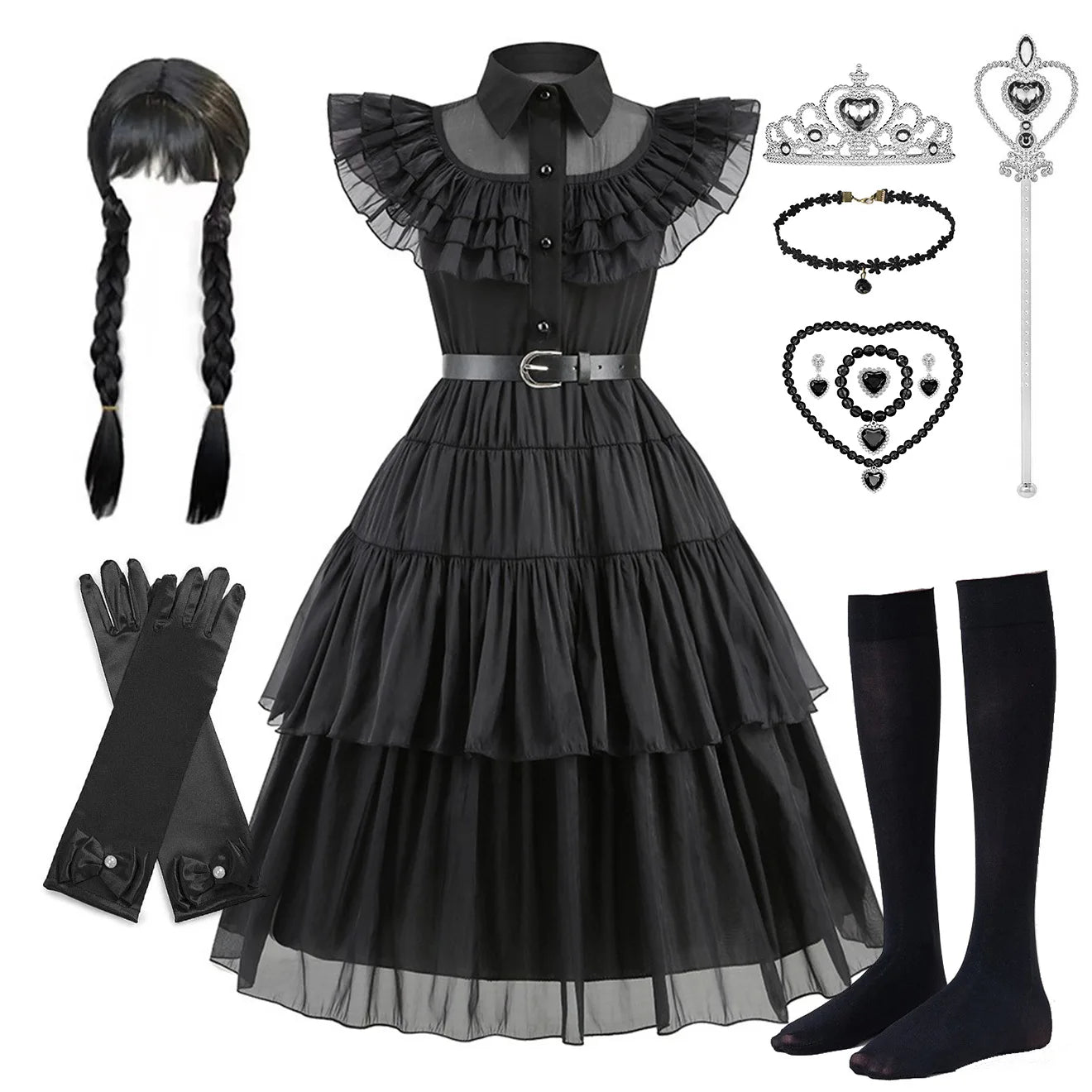 2025 Wednesday Hot Black Short Costume New Vestidos For Kids Cosplay Carnival Easter Halloween Party Costumes for 3-10 Years