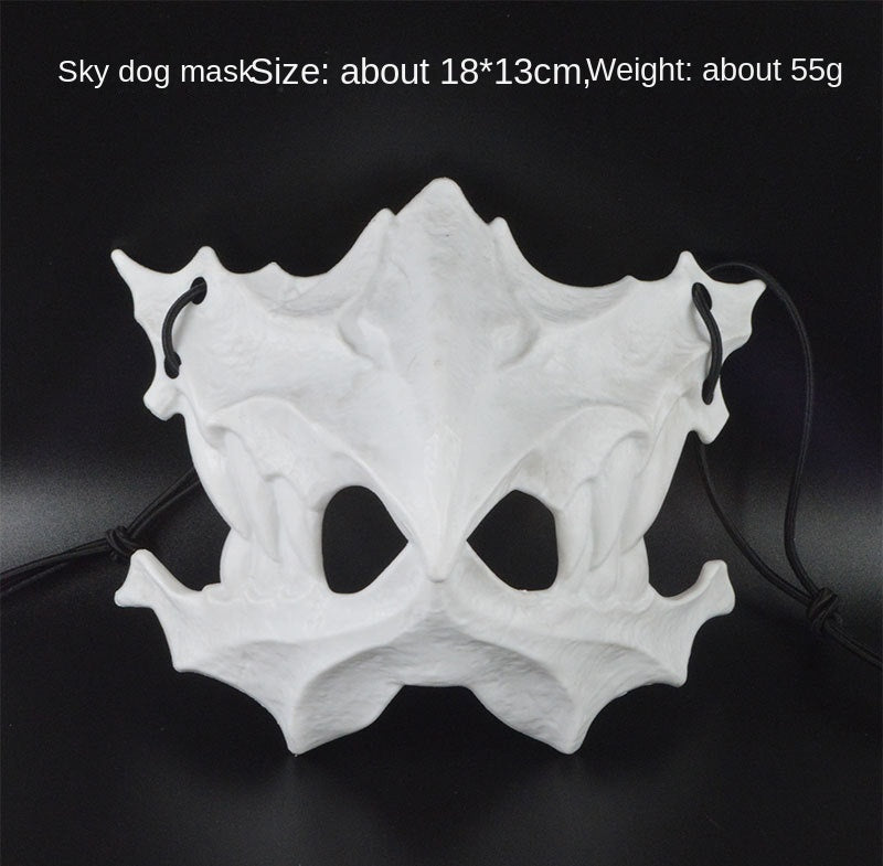 Halloween Mask Half-face Mask Cos Dragon God Fierce Tiger Night Fork Tengu Man Wolf Mask Performance Skull Masks
