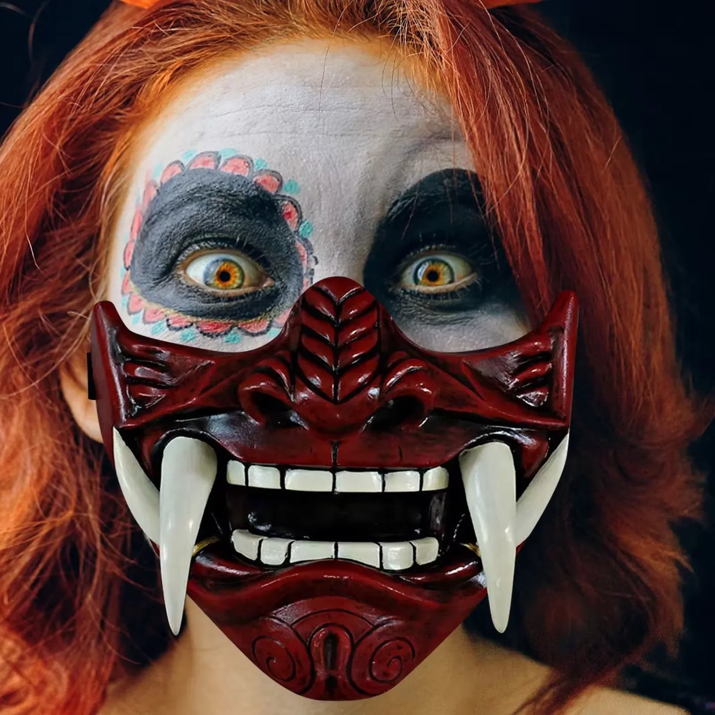 Halloween Japanese Samurai Ghost Devil Mask Halloween Devil Warrior Role Playing Horror Devil Warrior Prajna Killer Thick Mask
