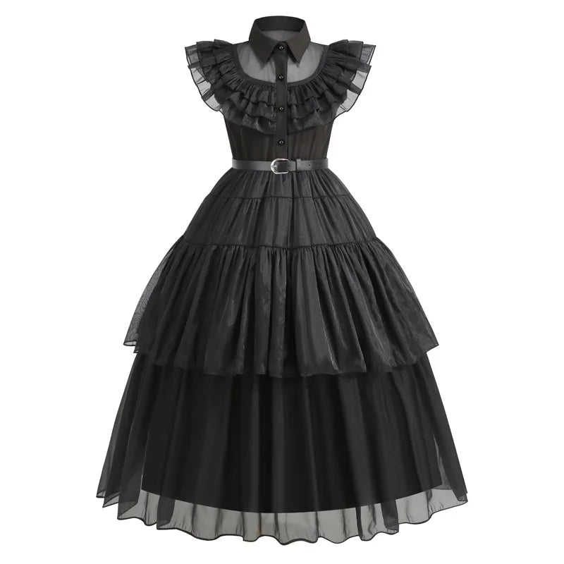 2025 Wednesday Hot Black Short Costume New Vestidos For Kids Cosplay Carnival Easter Halloween Party Costumes for 3-10 Years