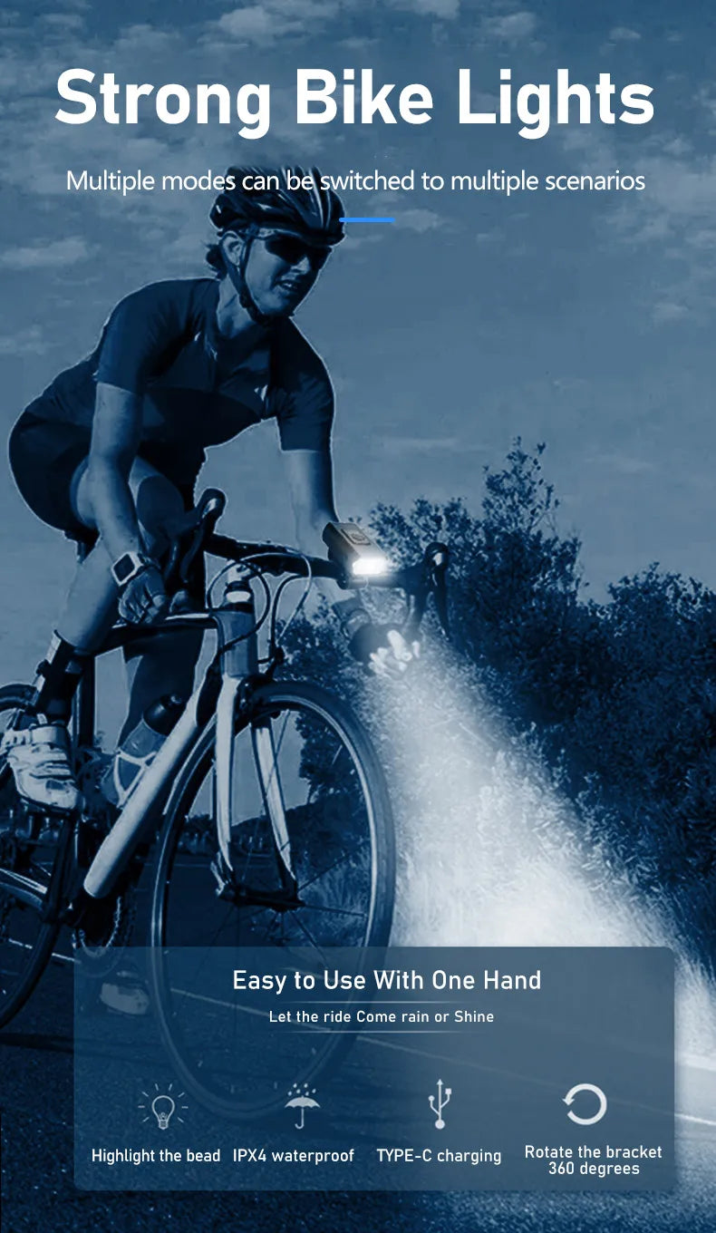 LED Bicycle Headlight – Type-C Rechargeable, Easy Install
