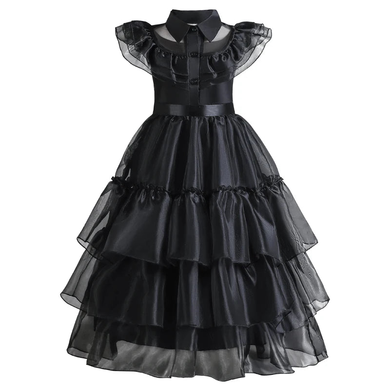 Wednesday Cosplay Costume for Girls Easter Carnival Party Dress Up Halloween Costumes for Kids Black Wednesday Dress 4-12 Years