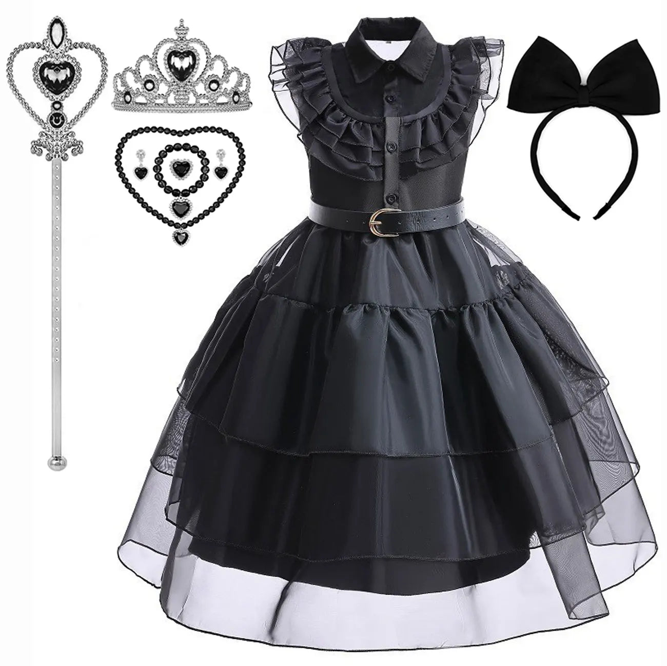 2025 Wednesday Hot Black Short Costume New Vestidos For Kids Cosplay Carnival Easter Halloween Party Costumes for 3-10 Years