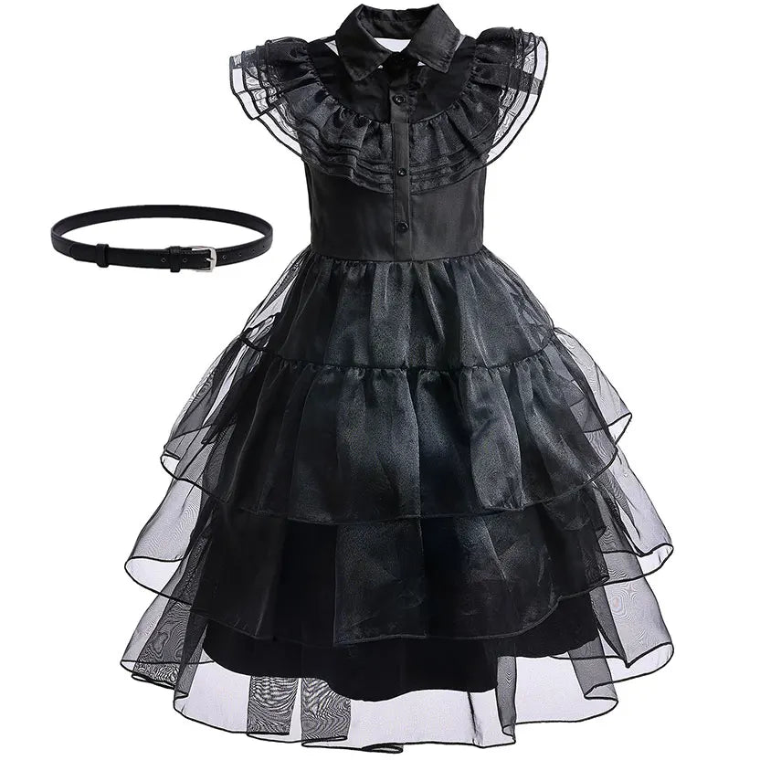 2025 Wednesday Hot Black Short Costume New Vestidos For Kids Cosplay Carnival Easter Halloween Party Costumes for 3-10 Years