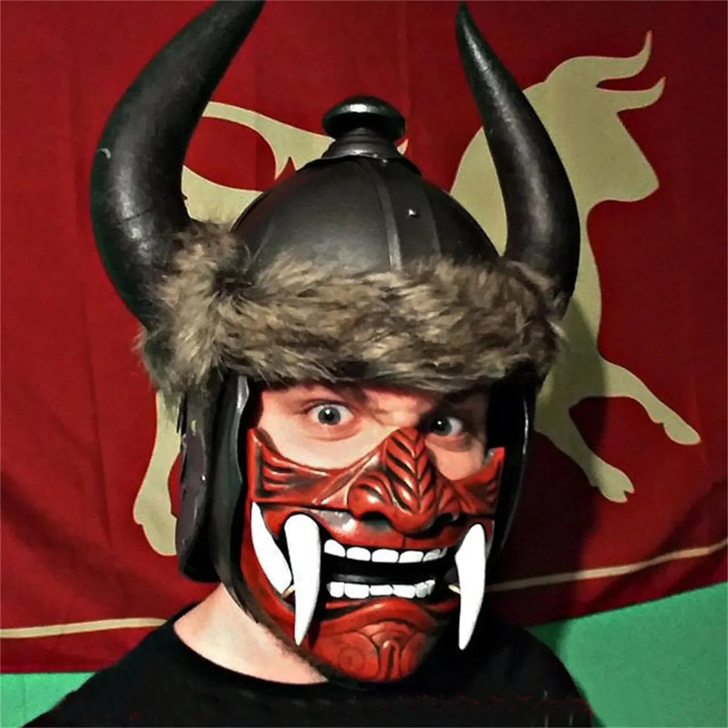 Halloween Japanese Samurai Ghost Devil Mask Halloween Devil Warrior Role Playing Horror Devil Warrior Prajna Killer Thick Mask