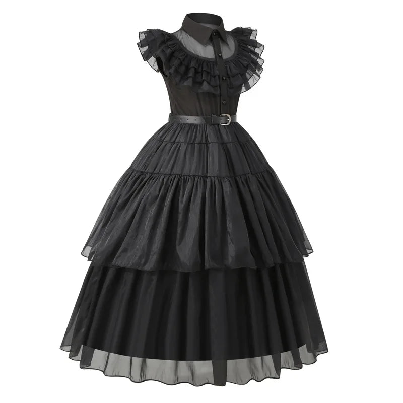 2025 Wednesday Hot Black Short Costume New Vestidos For Kids Cosplay Carnival Easter Halloween Party Costumes for 3-10 Years