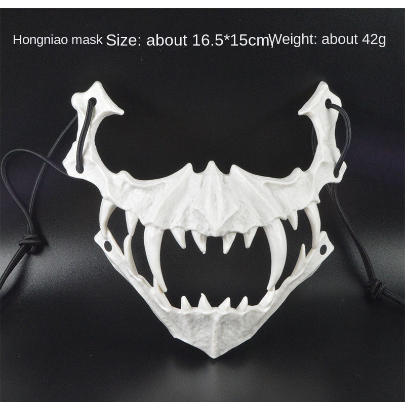Halloween Mask Half-face Mask Cos Dragon God Fierce Tiger Night Fork Tengu Man Wolf Mask Performance Skull Masks