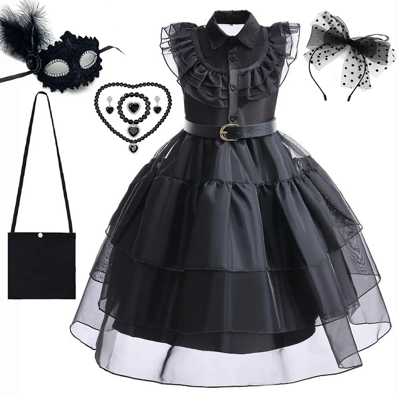 2025 Wednesday Hot Black Short Costume New Vestidos For Kids Cosplay Carnival Easter Halloween Party Costumes for 3-10 Years