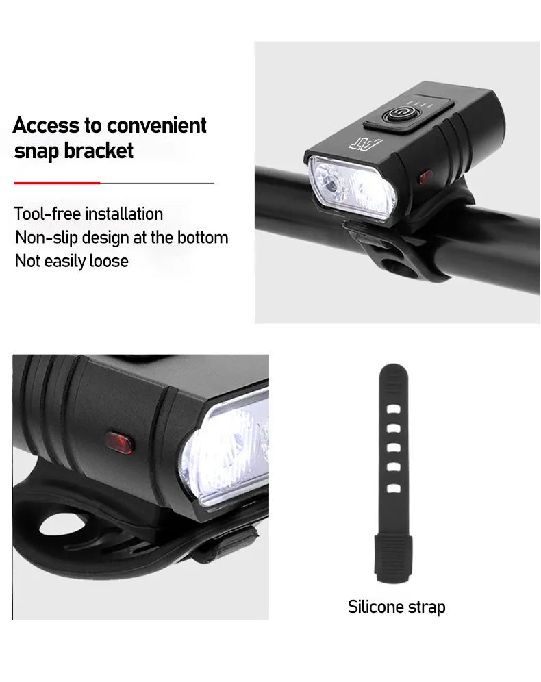 LED Bicycle Headlight – Type-C Rechargeable, Easy Install