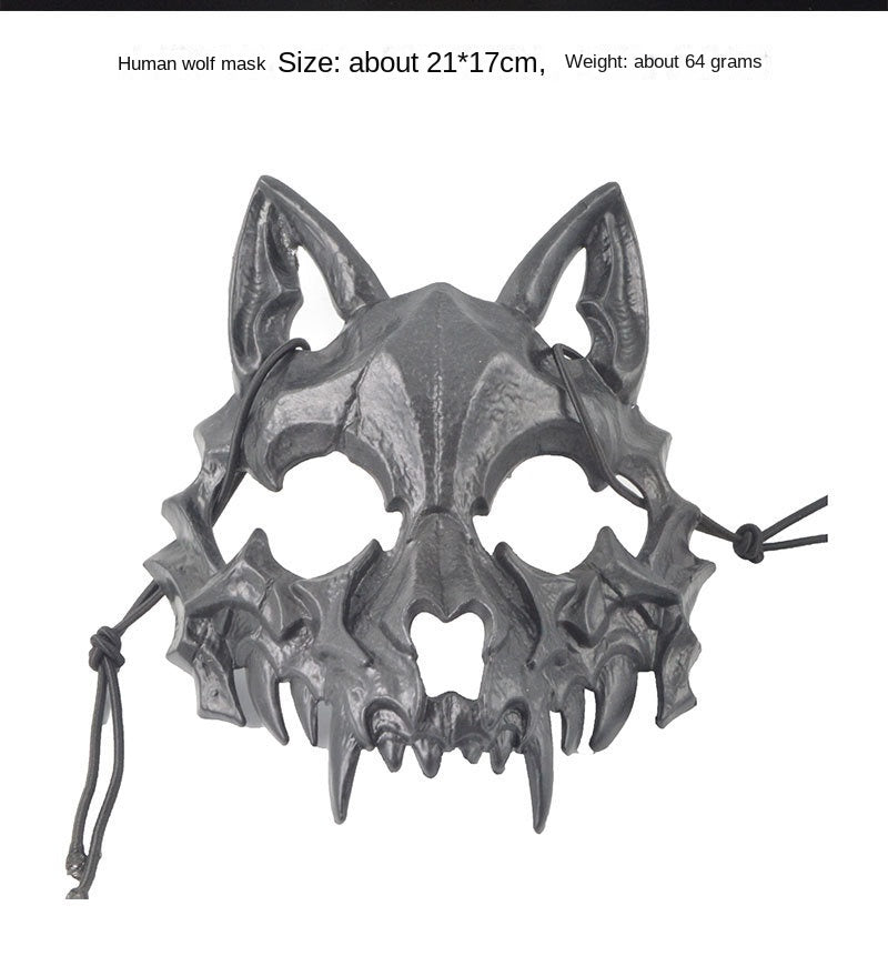 Halloween Mask Half-face Mask Cos Dragon God Fierce Tiger Night Fork Tengu Man Wolf Mask Performance Skull Masks