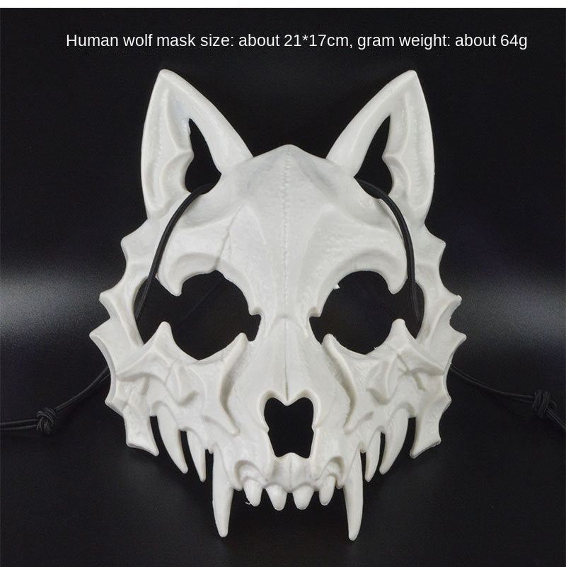 Halloween Mask Half-face Mask Cos Dragon God Fierce Tiger Night Fork Tengu Man Wolf Mask Performance Skull Masks