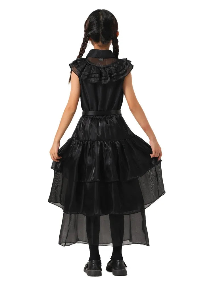 2025 Wednesday Hot Black Short Costume New Vestidos For Kids Cosplay Carnival Easter Halloween Party Costumes for 3-10 Years