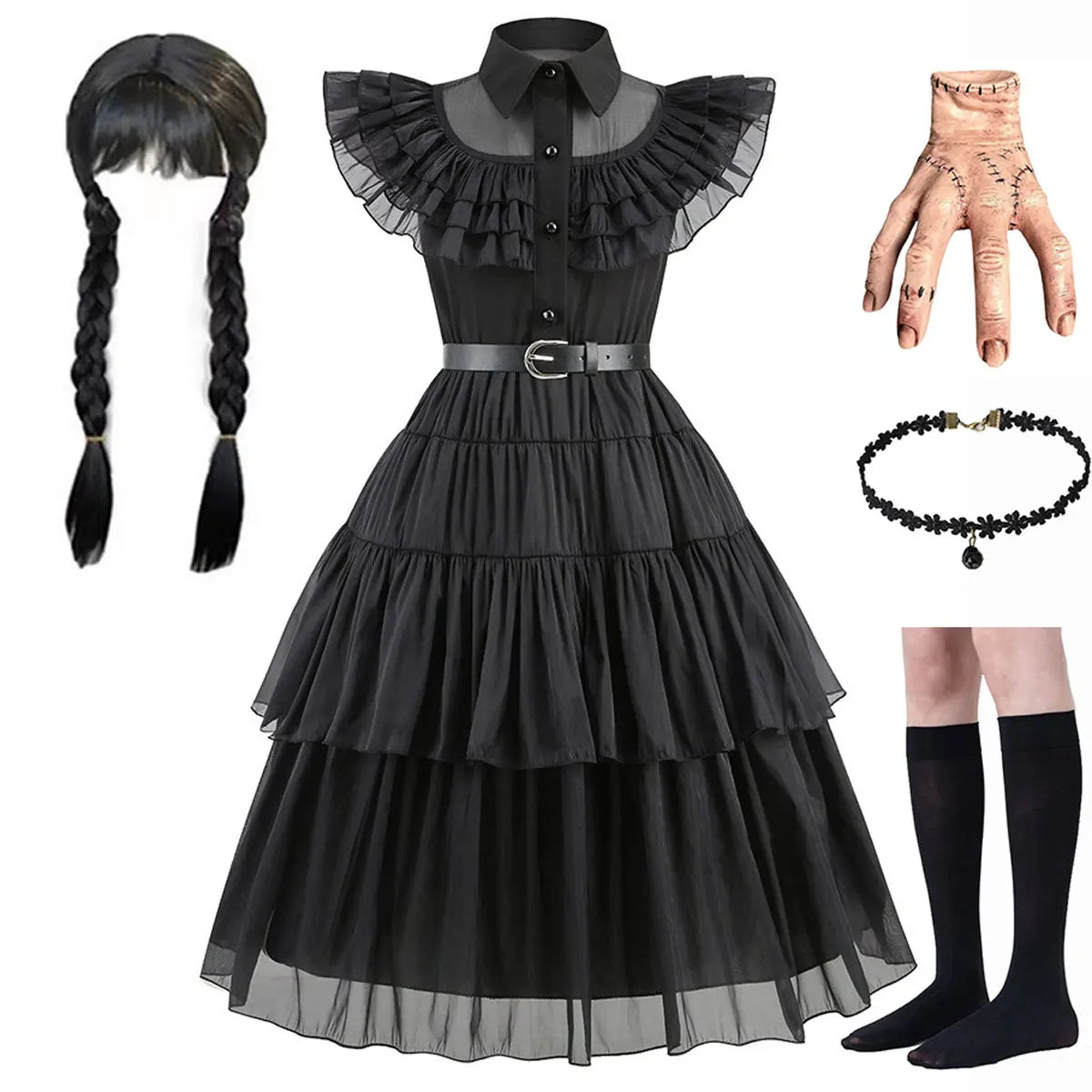 2025 Wednesday Hot Black Short Costume New Vestidos For Kids Cosplay Carnival Easter Halloween Party Costumes for 3-10 Years