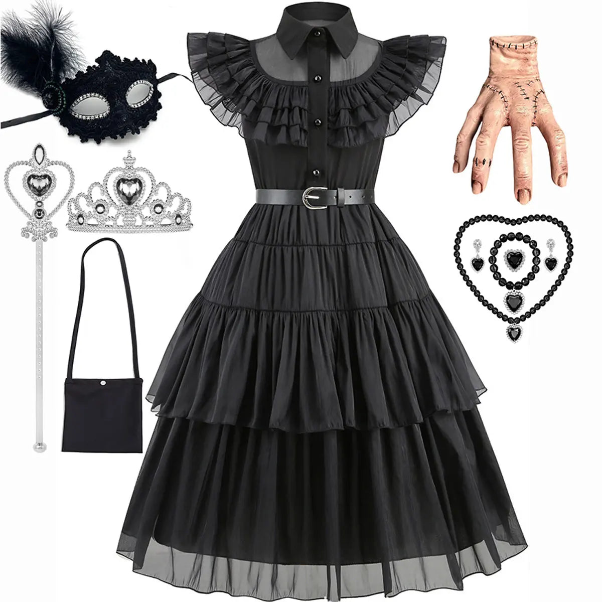 2025 Wednesday Hot Black Short Costume New Vestidos For Kids Cosplay Carnival Easter Halloween Party Costumes for 3-10 Years