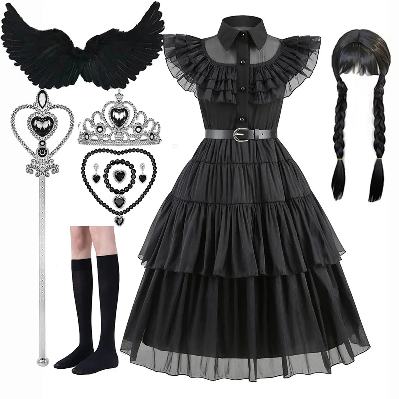 2025 Wednesday Hot Black Short Costume New Vestidos For Kids Cosplay Carnival Easter Halloween Party Costumes for 3-10 Years